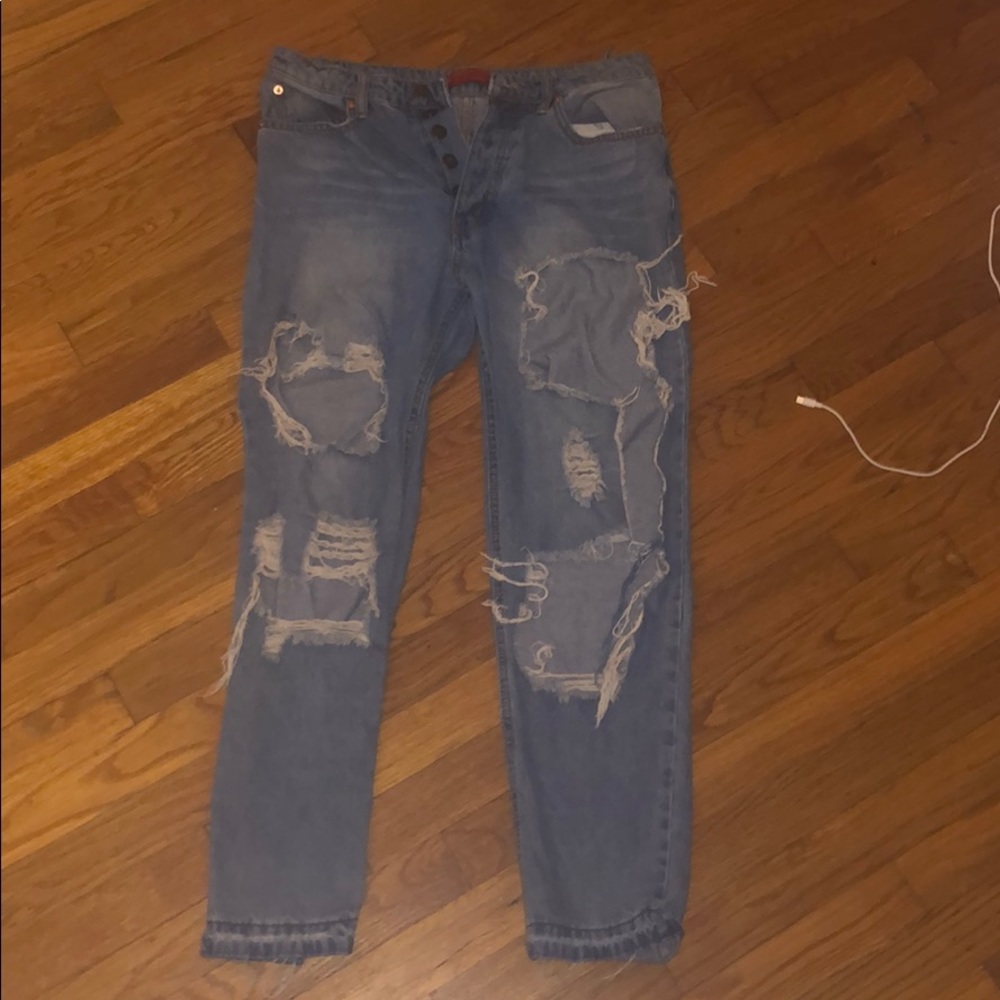 Ripped boyfriend jeans